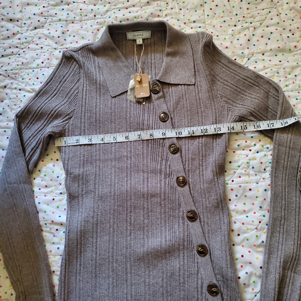 Rihoas Ribbed Cardigan Size Small. - Picture 7 of 9